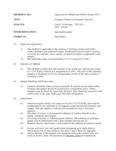 Nitrogen, Nitrate (Colorimetric, Brucine)