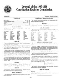 Journal of the[removed]Constitution Revision Commission Number 29 Monday, March 23, 1998 CONTENTS