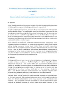 Second Meeting of States on Strengthening Compliance with International Humanitarian LawJune 2013 Geneva - Statement by Declan Smyth, Deputy Legal Adviser, Department of Foreign Affairs & Trade