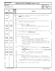 THE DAlVf DIARY OF PFIESIDENT JIMMY CARTER LOCATION MARCH 13, 1978  THE WHITE HOUSE