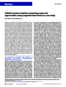 Pediatric systems medicine: evaluating needs and opportunities using congenital heart block as a case study