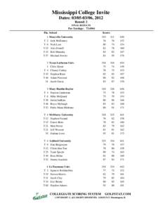 Mississippi College Invite Dates: [removed], 2012 Round: 2