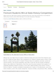 Fremont Students Win at State History Competition - Schools - Fremont, CA Patch Fremont News