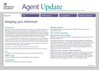 Agent Update  Agents and HMRC working together February[removed]March[removed]Issue 40 Welcome