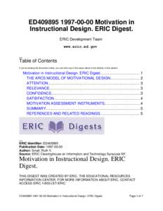 ED409895[removed]Motivation in Instructional Design. ERIC Digest. ERIC Development Team www.eric.ed.gov  Table of Contents