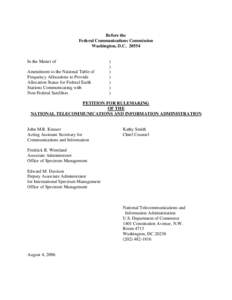 Electronics / Spectrum management / National Telecommunications and Information Administration / NTIA Manual of Regulations and Procedures for Federal Radio Frequency Management / Federal Communications Commission / Frequency allocation / Radio / Communications satellite / Ground station / Radio spectrum / Technology / Electronic engineering