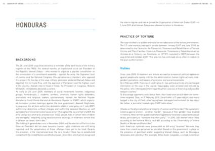 50  GEOGRAPHY OF TORTURE . A WORLD OF TORTURE . ACAT-FRANCE 2011 REPORT HONDURAS