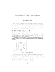 Multiple Master Math Extension Fonts September 28, 2003 From its inception, TEX relied on the concept of extensible (composite) characters to implement large glyphs that occur in mathematical typesetting. While thousands