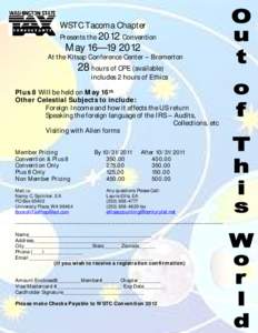 WSTC Tacoma Chapter Presents the 2012 Convention May 16—At the Kitsap Conference Center – Bremerton