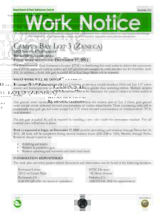Zeneca-Campus Bay - Work Notice: Field Work Starts December 17, 2012
