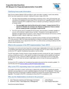 December[removed]Frequently Asked Questions RFP (Request for Proposal) Implementation Team (RIT) Clarifying Inaccurate Information