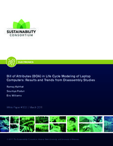 ELECTRONICS  Bill of Attributes (BOA) in Life Cycle Modeling of Laptop Computers: Results and Trends from Disassembly Studies Ramzy Kahhat Soumya Poduri
