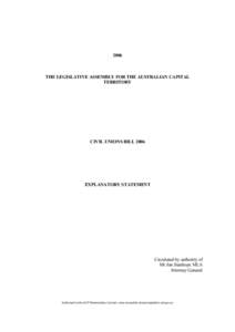 2006  THE LEGISLATIVE ASSEMBLY FOR THE AUSTRALIAN CAPITAL TERRITORY  CIVIL UNIONS BILL 2006