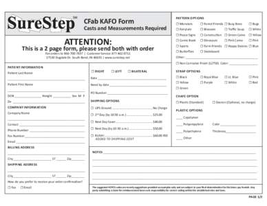 CFab KAFO Form  Casts and Measurements Required ATTENTION: