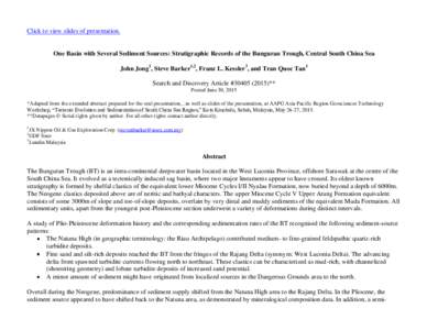 One Basin with Several Sediment Sources: Stratigraphic Records of the Bunguran Trough, Central South China Sea,  #).