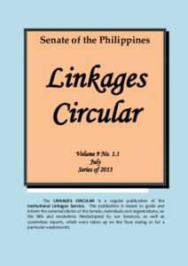 Senate of the Philippines  Linkages Circular Volume 9 No. 1.1 July
