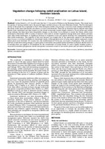 Island invasives: eradication and management  Eijzenga, H. Vegetation change following rabbit eradication on Lehua Island, Hawaiian Islands Vegetation change following rabbit eradication on Lehua Island, Hawaiian Islands