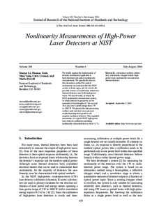 Volume 109, Number 4, July-August[removed]Journal of Research of the National Institute of Standards and Technology [J. Res. Natl. Inst. Stand. Technol. 109, [removed]Nonlinearity Measurements of High-Power