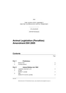 2005  THE LEGISLATIVE ASSEMBLY FOR THE AUSTRALIAN CAPITAL TERRITORY (As presented) (Mr Bill Stefaniak)