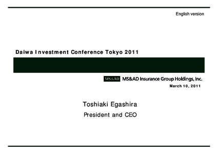 Investment / MS&AD Insurance Group / Financial institutions / Institutional investors / Mitsui / Tokio Marine Nichido / Life insurance / AXA / Economy of Japan / Mitsui Sumitomo Insurance Group / Insurance