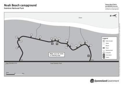 Map of Noah Beach campground, Daintree National Park