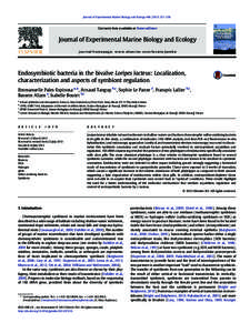 Journal of Experimental Marine Biology and Ecology[removed]–336  Contents lists available at ScienceDirect Journal of Experimental Marine Biology and Ecology journal homepage: www.elsevier.com/locate/jembe