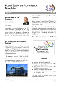 Postal Stationery Commission Newsletter May 2014 No. 11 stationery exhibiting and judging. Please see the