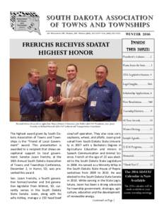 351 W ISCONSIN SW, H URON , SD • P HONE • F AXFRERICHS RECEIVES SDATAT HIGHEST HONOR  WINTER 2016