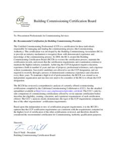 Building Commissioning Association / Professional certification / Technology / New-construction building commissioning / Certification / Knowledge / Standards / Building engineering / Education