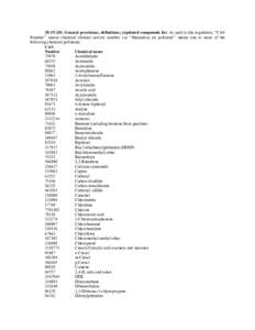 [removed]General provisions; definitions; regulated compounds list. As used in this regulation, ‘‘CAS Number’’ means chemical abstract service number. (a) ‘‘Hazardous air pollutant’’ means one or more o