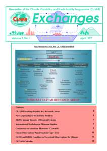 Newsletter of the Climate Variability and Predictability Programme (CLIVAR)  Exchanges Volume 2, No. 1  April 1997