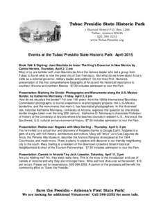 Events at the Tubac Presidio – Fall/Winter 2013