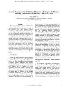 Systemic Management of Architectural Decisions in Enterprise Architecture Planning: Four Dimensions and Three Abstraction Levels