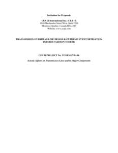 Invitation for Proposals CEATI International Inc. (CEATI[removed]Sherbrooke Street West, Suite 2500 Montreal, Quebec, Canada H3A 2R7 Website: www.ceati.com