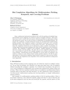 Journal of Artificial Intelligence Research[removed]429  Submitted 6/06; published 3/07 Bin Completion Algorithms for Multicontainer Packing, Knapsack, and Covering Problems