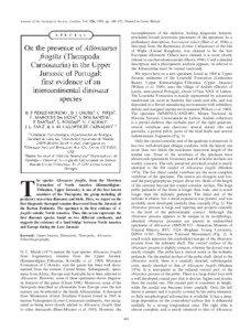 Journal of the Geological Society, London, Vol. 156, 1999, pp. 449–452. Printed in Great Britain  incompleteness of the skeleton, lacking diagnostic features,