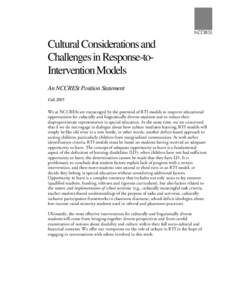 Cultural Considerations and Challengese in Response-to-Intervention Models