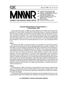 May 15, [removed]Vol[removed]No. 18 TM 365 Varicella-Related Deaths Among Children — United States, [removed]Pregnancy-Related Death Associated