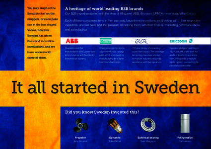 You may laugh at the  A heritage of world leading B2B brands Swedish chef on the