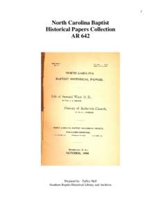 Microsoft Word - NC Baptist Historical Papers Collection.doc