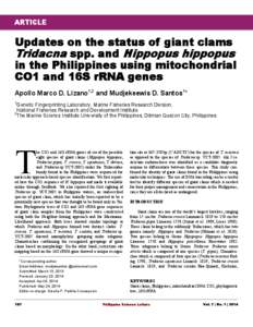 ARTICLE  Updates on the status of giant clams Tridacna spp. and Hippopus hippopus in the Philippines using mitochondrial CO1 and 16S rRNA genes