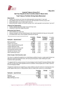 Half Year Results for the 6 months ended 31 March 2012