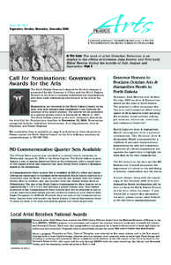 Issue No[removed]September, October, November, December 2006 In This Issue: The work of artist Gretchen Bederman is on display in the offices of Governor John Hoeven and First Lady Mikey Hoeven during the months of July, A