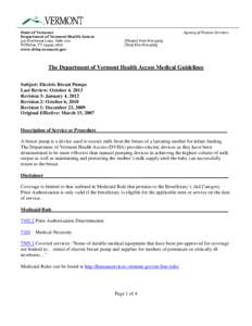 Agency of Human Services  State of Vermont Department of Vermont Health Access 312 Hurricane Lane, Suite 201 Williston, VT[removed]