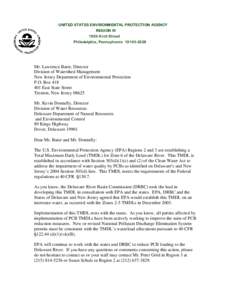 UNITED STATES ENVIRONMENTAL PROTECTION AGENCY REGION III 1650 Arch Street Philadelphia, Pennsylvania[removed]Mr. Lawrence Baier, Director