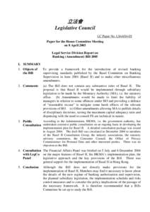 立法會 Legislative Council LC Paper No. LS44[removed]Paper for the House Committee Meeting on 8 April 2005 Legal Service Division Report on