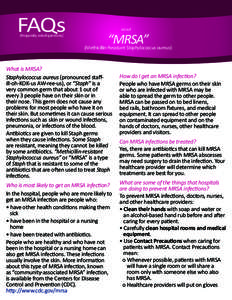 FAQs (frequently asked questions) about  “MRSA”