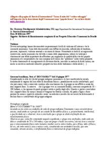 Allegato alla pagina di Survival International “Torna il mito del “cattivo selvaggio” sull’impatto che la descrizione degli Yanomami come “popolo feroce” ha sui loro diritti www.survival.it Da: Overseas Devel