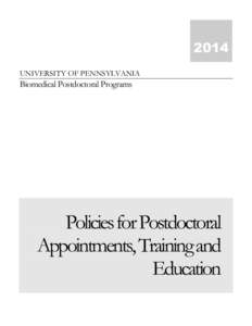 2014 UNIVERSITY OF PENNSYLVANIA Biomedical Postdoctoral Programs  Policies for Postdoctoral