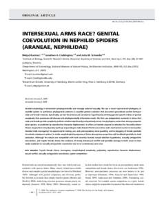 O R I G I NA L A RT I C L E doi:[removed]j[removed]00634.x INTERSEXUAL ARMS RACE? GENITAL COEVOLUTION IN NEPHILID SPIDERS (ARANEAE, NEPHILIDAE)